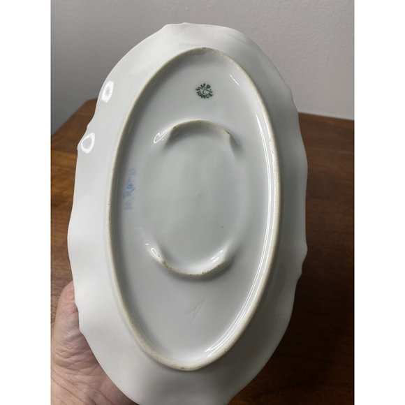 Limoges France Gravy Boat Dish Serving Bowl White Gold Scalloped Porcelain - Picture 11 of 11